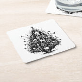 Schwarzer Weihnachtsbaum Skulpturen und Knochen Rechteckiger Pappuntersetzer (angewinkelt)