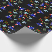 Schwarzer Weihnachtshai Fish Wrapping Paper Geschenkpapier (Ecke)