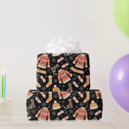 Schwarzer Weihnachtskalender Geschenkpapier