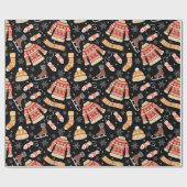 Schwarzer Weihnachtskalender Geschenkpapier (Flach)