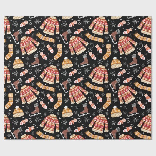 Schwarzer Weihnachtskalender Geschenkpapier (Flach)