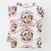 Schwarzer Weihnachtskranz, rotes, fröhliches Weihn Geschenkpapier Set (Beispiel)