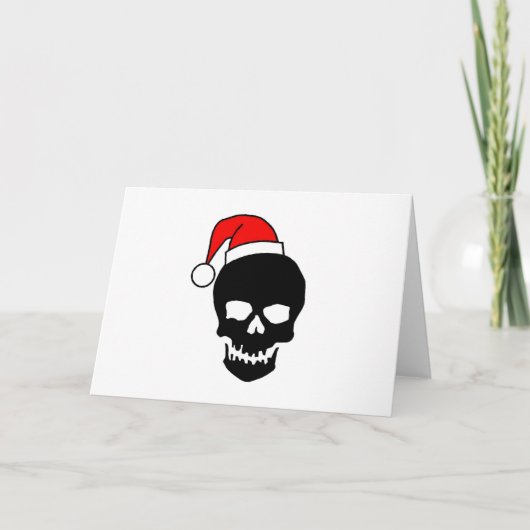 Schwarzer Weihnachtskull Feiertagskarte (Vorderseite)