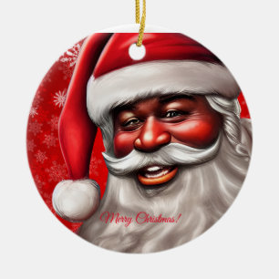Schwarzer Weihnachtsmann, Afroamerikaner, Weihnach Keramik Ornament