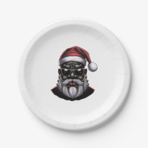 Schwarzer Weihnachtsmann, afroamerikanischer Weihn Pappteller