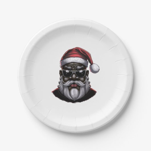 Schwarzer Weihnachtsmann, afroamerikanischer Weihn Pappteller (Vorderseite)