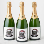Schwarzer Weihnachtsmann, afroamerikanischer Weihn Schaumweinetikett (Flaschen)