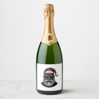 Schwarzer Weihnachtsmann, afroamerikanischer Weihn Schaumweinetikett
