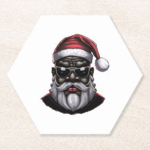 Schwarzer Weihnachtsmann, afroamerikanischer Weihn Untersetzer