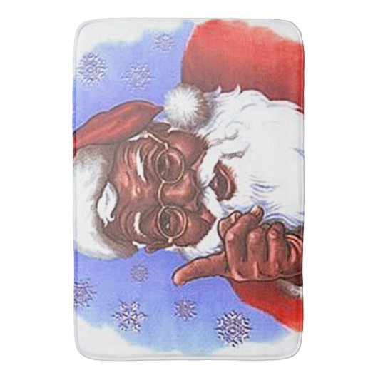 Schwarzer Weihnachtsmann Badematte (Vorderseite Vertikal)