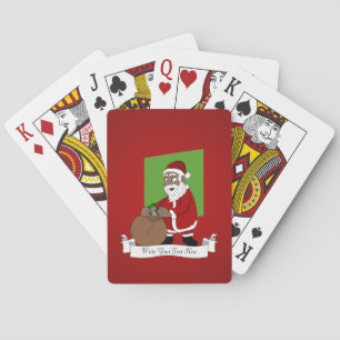 Schwarzer Weihnachtsmann-Cartoon Spielkarten