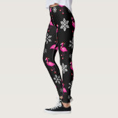 Schwarzer Weihnachtsmann-Claus-Flamingo Leggings (Links)