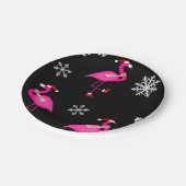 Schwarzer Weihnachtsmann-Claus-Flamingo Pappteller (Schrägansicht)