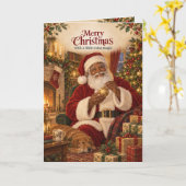 Schwarzer Weihnachtsmann Cozy Fireside Weihnachtsk Karte (Gelbe Blume)
