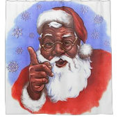 Schwarzer Weihnachtsmann Duschvorhang (Vorderseite)