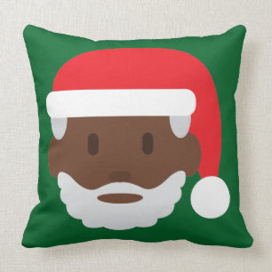 Schwarzer Weihnachtsmann-Emoji Kissen