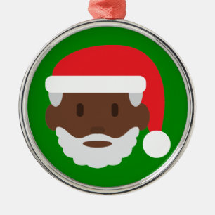 Schwarzer Weihnachtsmann-Emoji Silbernes Ornament
