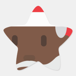 schwarzer Weihnachtsmann-Emoji Stern-Aufkleber
