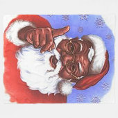 Schwarzer Weihnachtsmann Fleecedecke (Vorderseite (Horizontal))