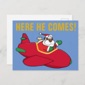 Schwarzer Weihnachtsmann fliegt im Flugzeug Feiertagspostkarte (Vorne/Hinten)