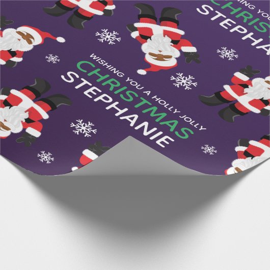 Schwarzer Weihnachtsmann Geschenkpapier (Ecke)