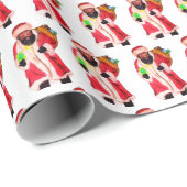 SCHWARZER WEIHNACHTSMANN GESCHENKPAPIER (Rolleneckpunkt)