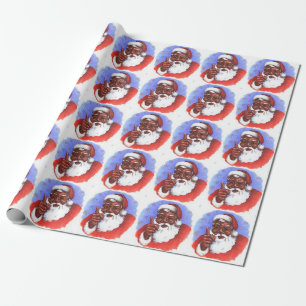 Schwarzer Weihnachtsmann Geschenkpapier