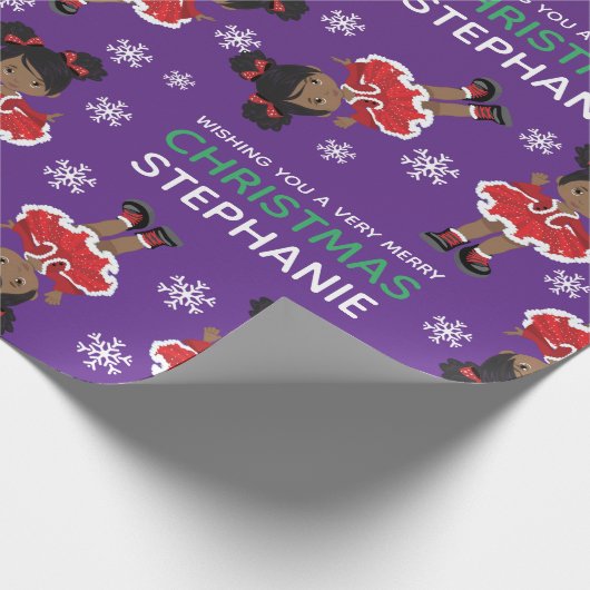 Schwarzer Weihnachtsmann Geschenkpapier (Ecke)