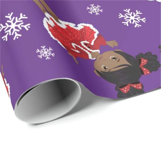 Schwarzer Weihnachtsmann Geschenkpapier (Rolleneckpunkt)