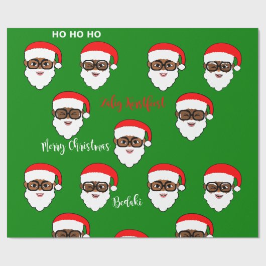 Schwarzer Weihnachtsmann Geschenkpapier (Flach)