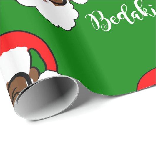 Schwarzer Weihnachtsmann Geschenkpapier (Rolleneckpunkt)