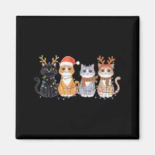 Schwarzer Weihnachtsmann Hut Lustige Meowing Katze Magnet
