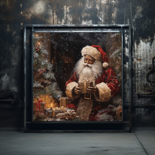 Schwarzer Weihnachtsmann in der Weihnachtsgeburt Poster