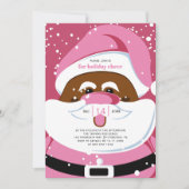 Schwarzer Weihnachtsmann in Rosa Weihnachtsfeier Einladung (Vorderseite)