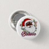 Schwarzer Weihnachtsmann Melanin Man Weihnachtsjub Button (Vorne & Hinten)