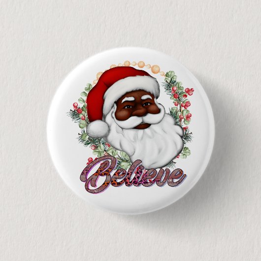 Schwarzer Weihnachtsmann Melanin Man Weihnachtsjub Button (Vorderseite)