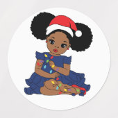 Schwarzer Weihnachtsmann Melanin Man Weihnachtsjub Etiketten (Design 2)