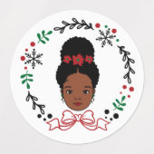 Schwarzer Weihnachtsmann Melanin Man Weihnachtsjub Etiketten (Design 1)