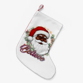 Schwarzer Weihnachtsmann Melanin Man Weihnachtsjub Kleiner Weihnachtsstrumpf (Vorderansicht (hängend))