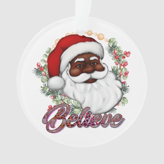 Schwarzer Weihnachtsmann Melanin Man Weihnachtsjub Ornament (Vorderseite)