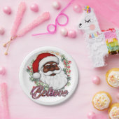 Schwarzer Weihnachtsmann Melanin Man Weihnachtsjub Pappteller (Party)