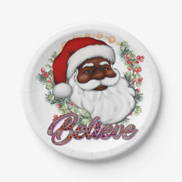 Schwarzer Weihnachtsmann Melanin Man Weihnachtsjub Pappteller