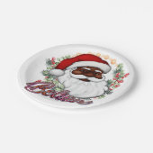 Schwarzer Weihnachtsmann Melanin Man Weihnachtsjub Pappteller (Schrägansicht)