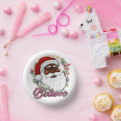 Schwarzer Weihnachtsmann Melanin Man Weihnachtsjub Pappteller (Party)