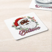 Schwarzer Weihnachtsmann Melanin Man Weihnachtsjub Rechteckiger Pappuntersetzer (angewinkelt)