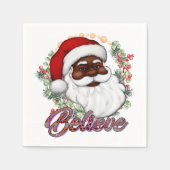 Schwarzer Weihnachtsmann Melanin Man Weihnachtsjub Serviette (Vorderseite)