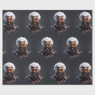 Schwarzer Weihnachtsmann Melanin Weihnachten 3D St Geschenkpapier