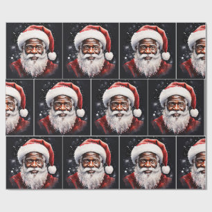 Schwarzer Weihnachtsmann Melanin Weihnachten 3D St Geschenkpapier