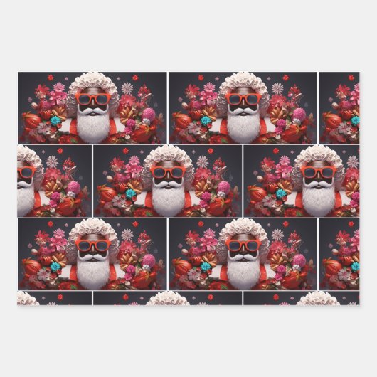 Schwarzer Weihnachtsmann, Melanin Weihnachten, Ugl Geschenkpapier Set (Vorderseite 3)