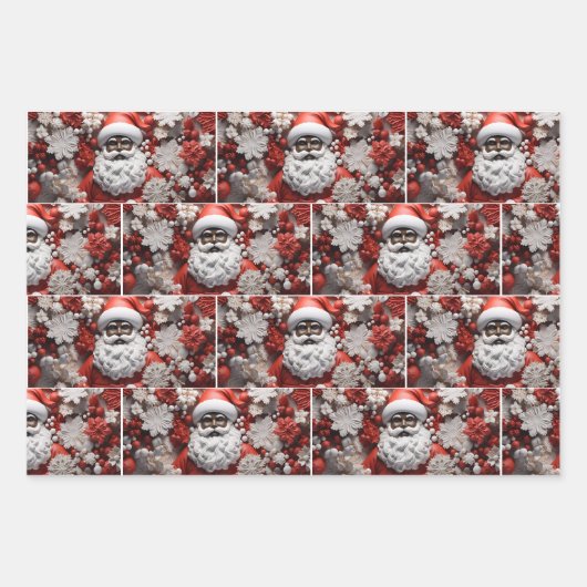 Schwarzer Weihnachtsmann, Melanin Weihnachten, Ugl Geschenkpapier Set (Vorderseite)